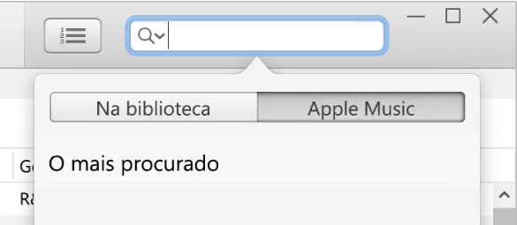 O campo de pesquisa de Apple Music