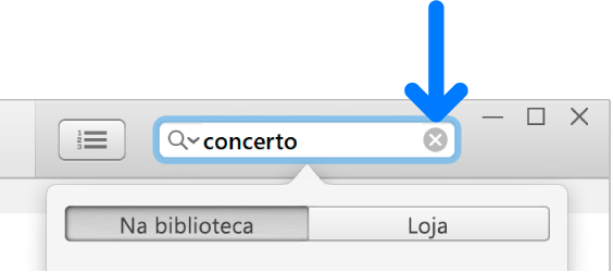O campo de pesquisa com texto introduzido; o botão Apagar encontra-se à direita do campo de pesquisa.