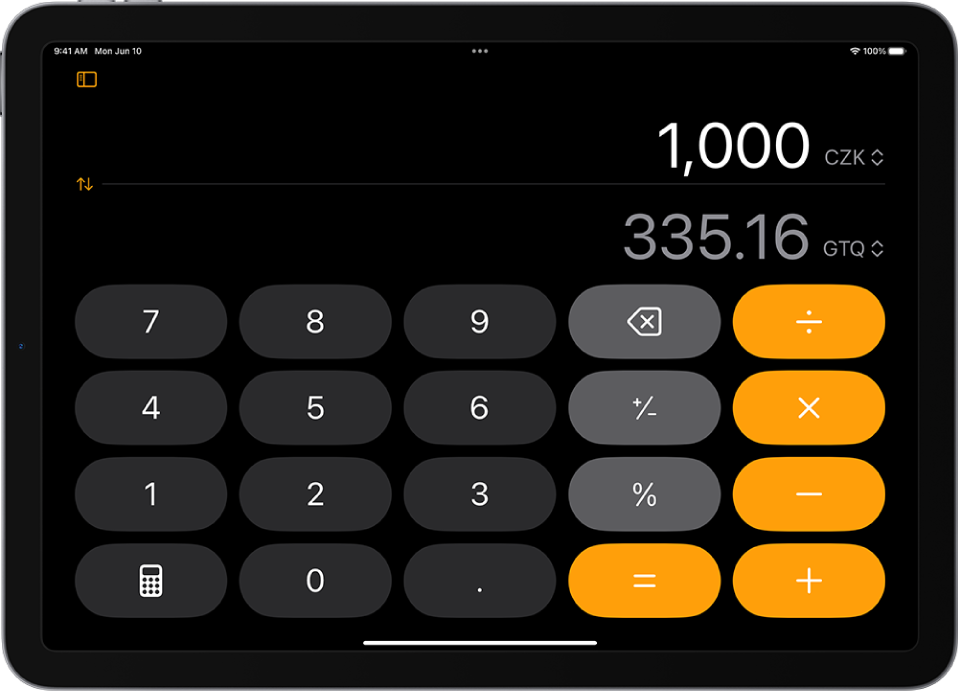 A calculadora básica com uma conversão de moeda.