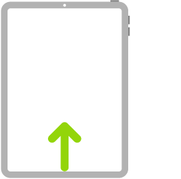 Ілюстрація iPad, на якій стрілкою показано посування вгору з нижнього краю.