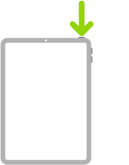 Ілюстрація iPad зі стрілкою, яка вказує на верхню кнопку.