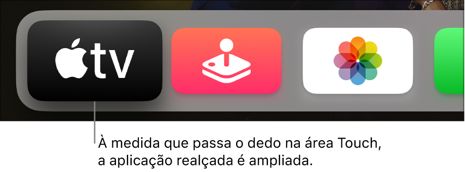 Aplicação realçada no ecrã principal