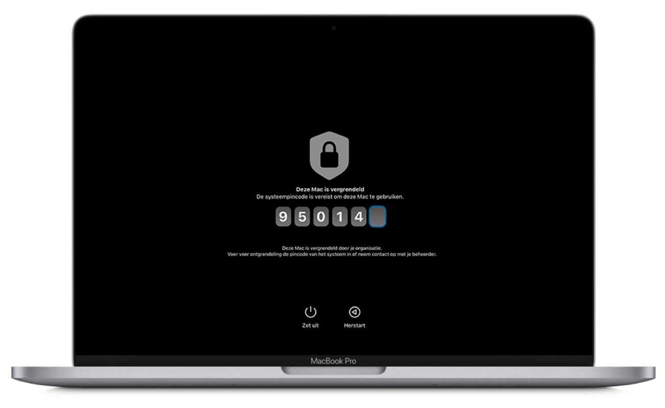 Een Mac waarop recoveryOS is vergrendeld.