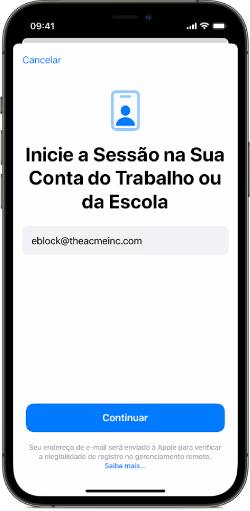 A tela de um iPhone mostrando a interface de Registro de Usuário.