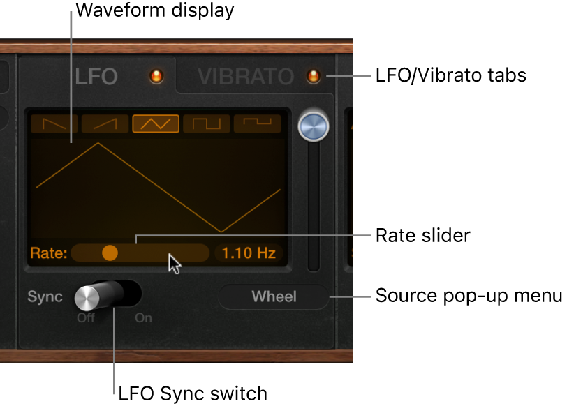 Figure. Retro Synth LFO and Vibrato parameters.