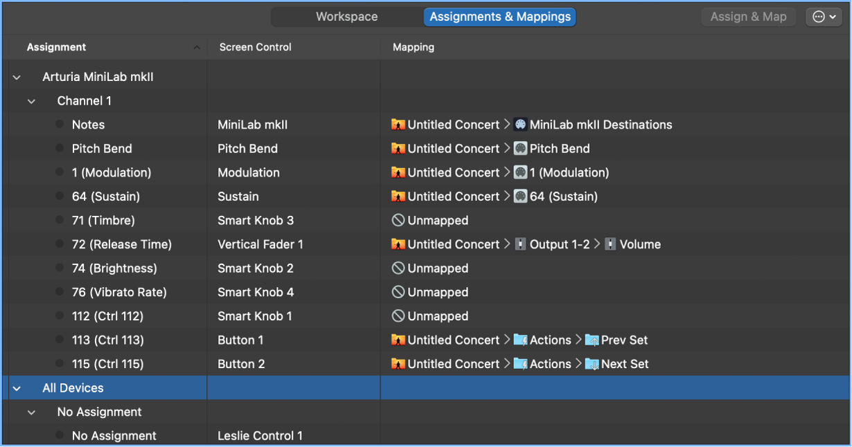 Figure. Assignments & Mappings table.