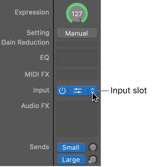 Figure. The Input slot of a channel strip.