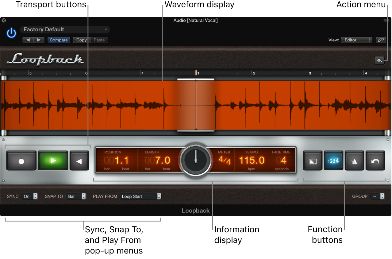 Figure. Loopback window.