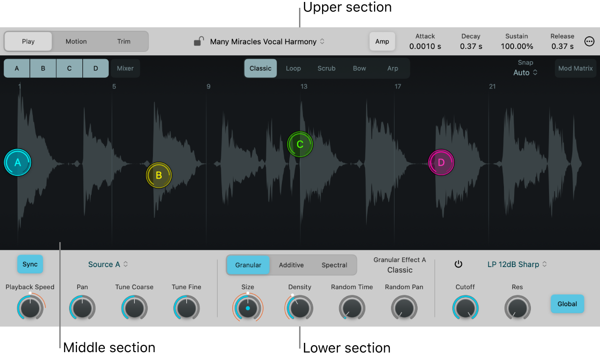 Figure. Full Sample Alchemy interface, showing all parameters.