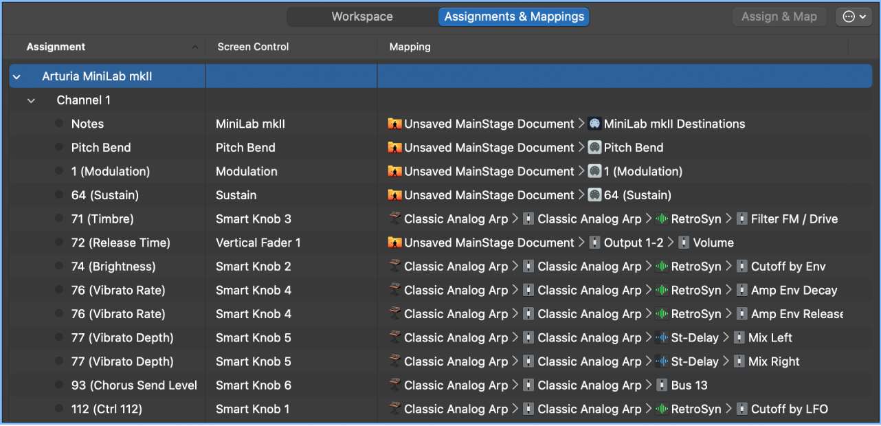 Assignments and Mappings tab