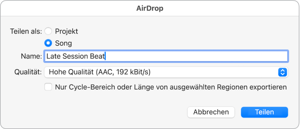 Abbildung. Dialogfenster „AirDrop“