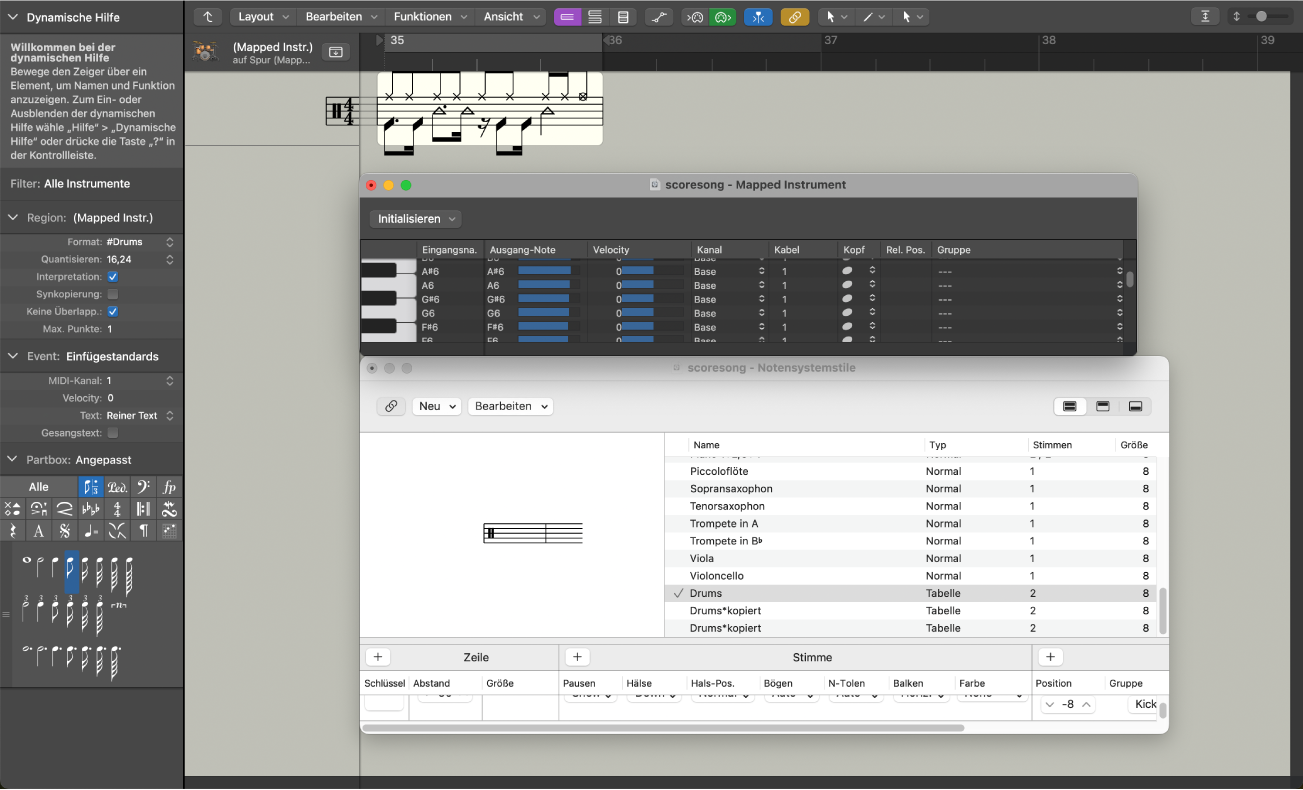 Abbildung. Fenster „Mapped Instrument“