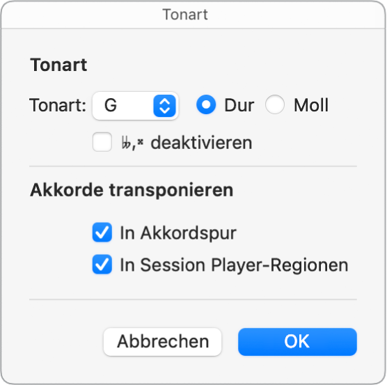 Abbildung. Dialogfenster „Tonart“