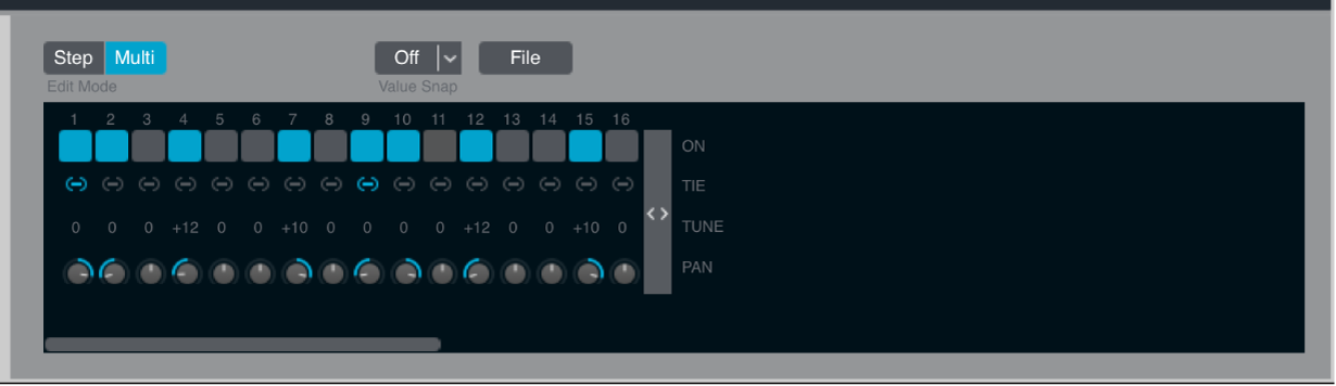 Abbildung. Arpeggiator-Steuerungen für Multi-Modus