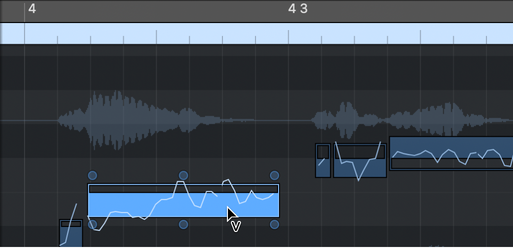 Abbildung. Das Werkzeug „Lautstärke“ im Audiospureditor.