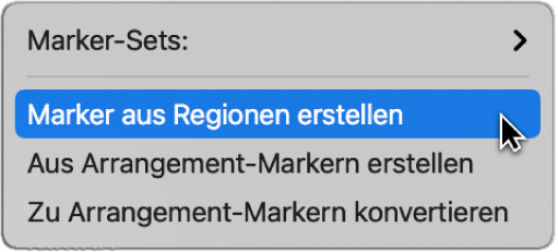 Abbildung. Marker-Spur mit Anzeige des Menübefehls „Marker aus Regionen erstellen“