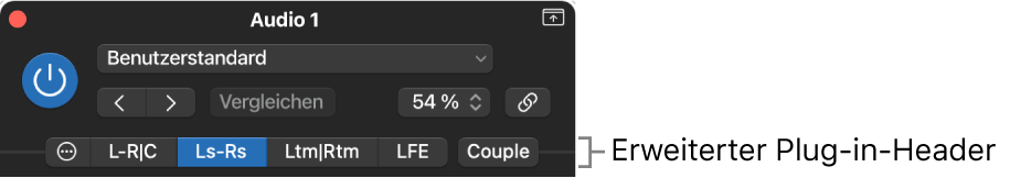 Abbildung. Erweiterter Plug-in-Header eines Plug-in-Fensters im Multi-Mono-Modus.