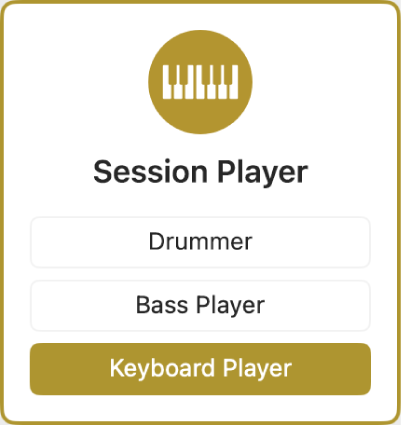 Abbildung. Die Taste „Session Player“ im Dialogfenster „Neue Spuren“ mit der ausgewählten Option „Keyboard Player“