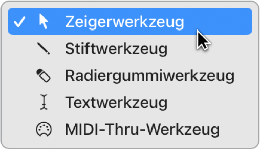 Abbildung. Menü „Werkzeug“ im Environment-Fenster