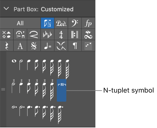 Figure. N-tuplet symbol in the Part box.