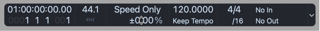 Figure. Showing value in the lower part of the Varispeed display.