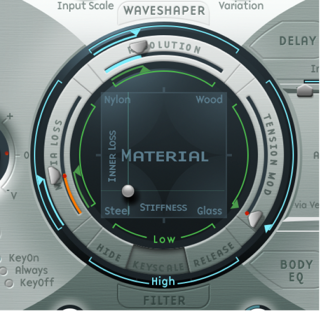 Figure. Material Pad, showing keyscale and resolution parameters.