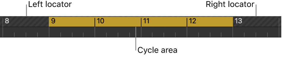 Figure. Bar ruler with cycle area between the left and right locators.