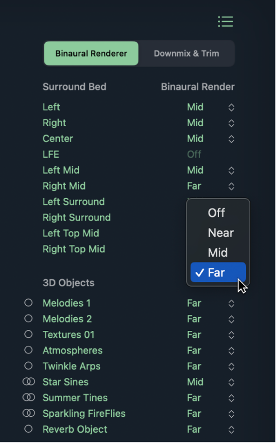 Figure. Binaural render modes.