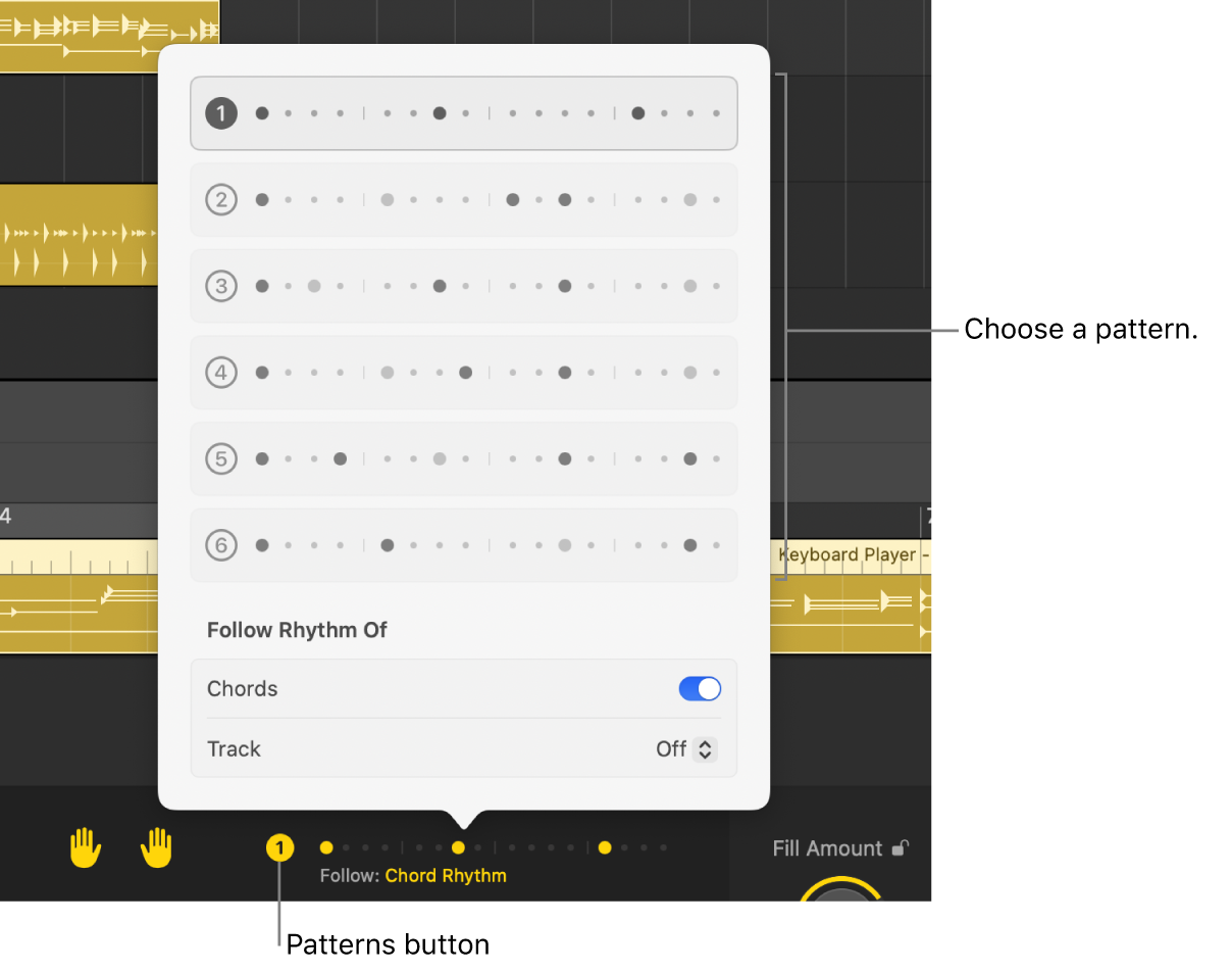 Figure. The Patterns dialog, showing a selected pattern.