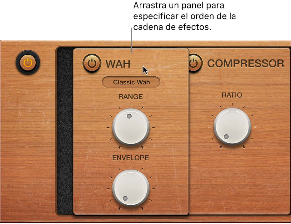 Ilustración. Reordenando los efectos de Vintage Clav.