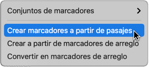 Ilustración. Pista de marcadores con el comando de menú “Crear marcadores a partir de pasajes”.