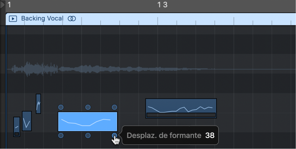 Ilustración. Editor de pistas de audio con zonas activas de edición.