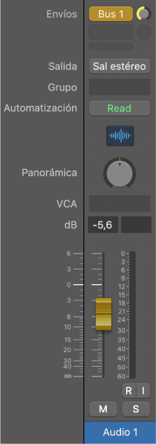 Ilustración. Canal en el modo “Envíos a los faders”.