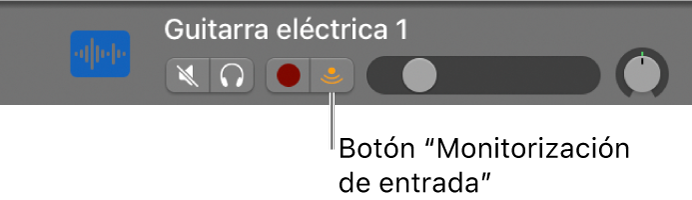 Ilustración. Cabecera de la pista de audio con el botón “Monitorización de entrada” seleccionado.