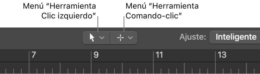 Ilustración. Menús “Herramienta Clic izquierdo” y “Herramienta Comando-clic” en el área Organizar.