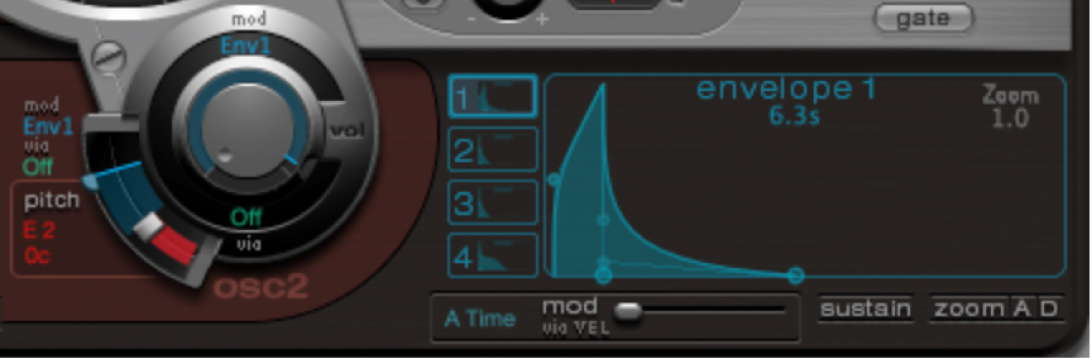 Figure. Oscillateur 2 et enveloppe 1.