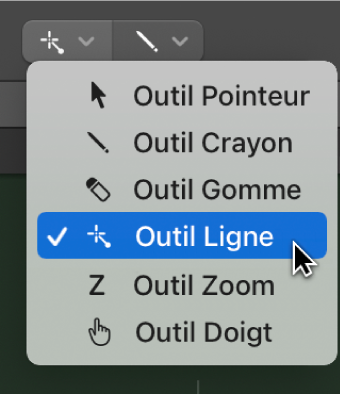 Figure. Outil Ligne dans le menu Outil.