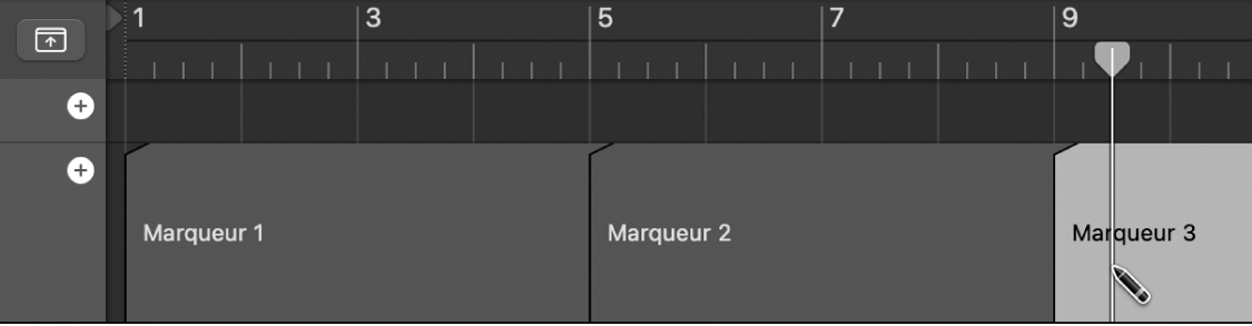 Figure. Création d’un marqueur dans la piste des marqueurs.