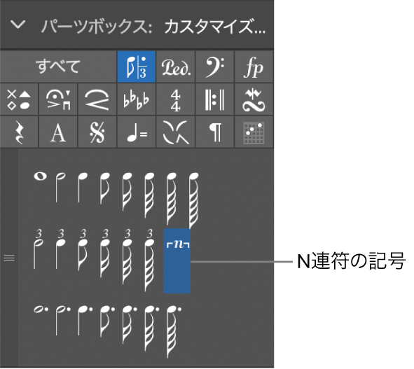 図。パーツボックスのN連符記号。