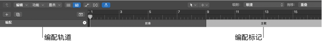 图。添加了两个编配标记的编配轨道。