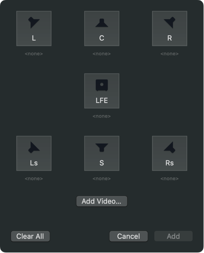 Surround sound channel assignment window