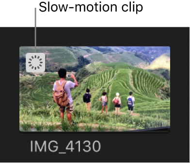 Das Slow-Motion-Symbol auf einem Clip in der Übersicht