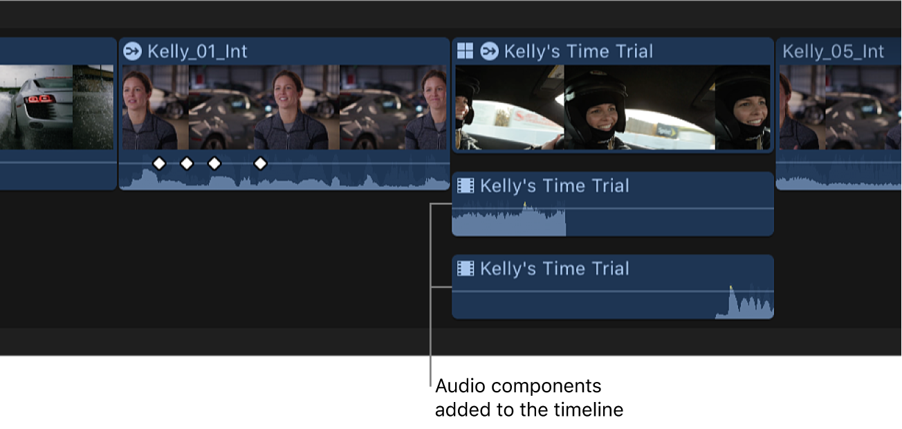 Added audio components shown expanded in the timeline