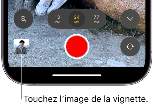 Une image de vignette en bas de lʼécran de Final Cut Camera