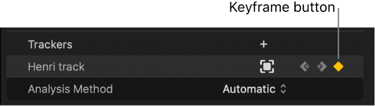 비디오 인스펙터의 추적기 섹션에 있는 키 프레임 버튼