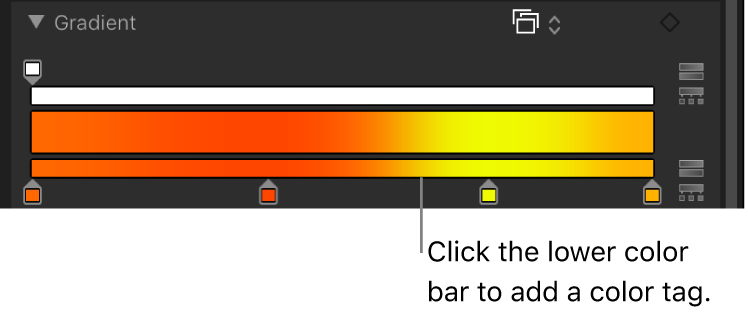 Gradient editor showing new color tag