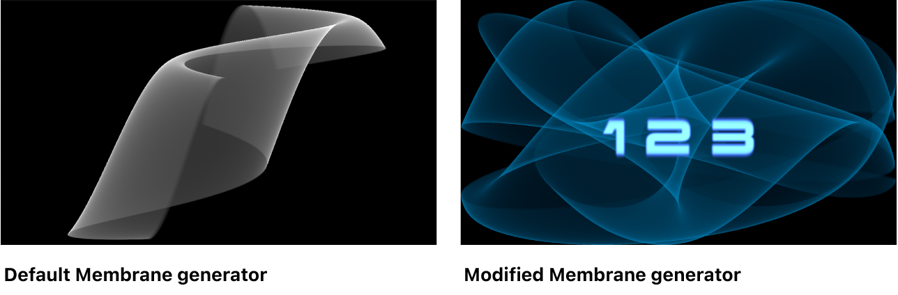 Canvas showing Membrane generator with a variety of settings