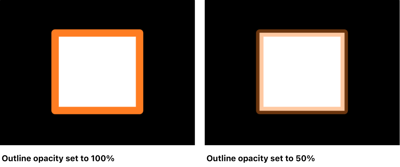 Canvas showing object with fill and outline set to different opacities