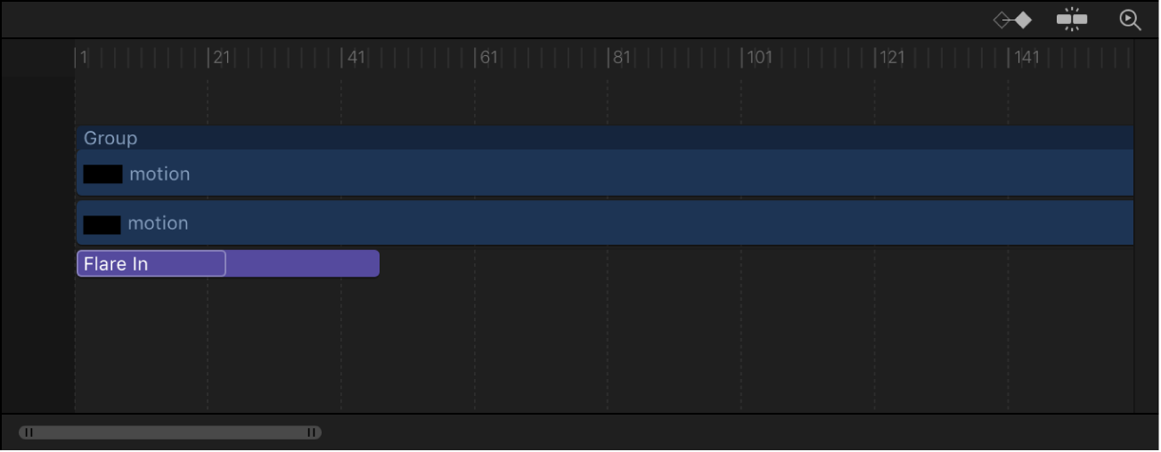 Timeline showing difference between length of the behavior and text object to which it is applied