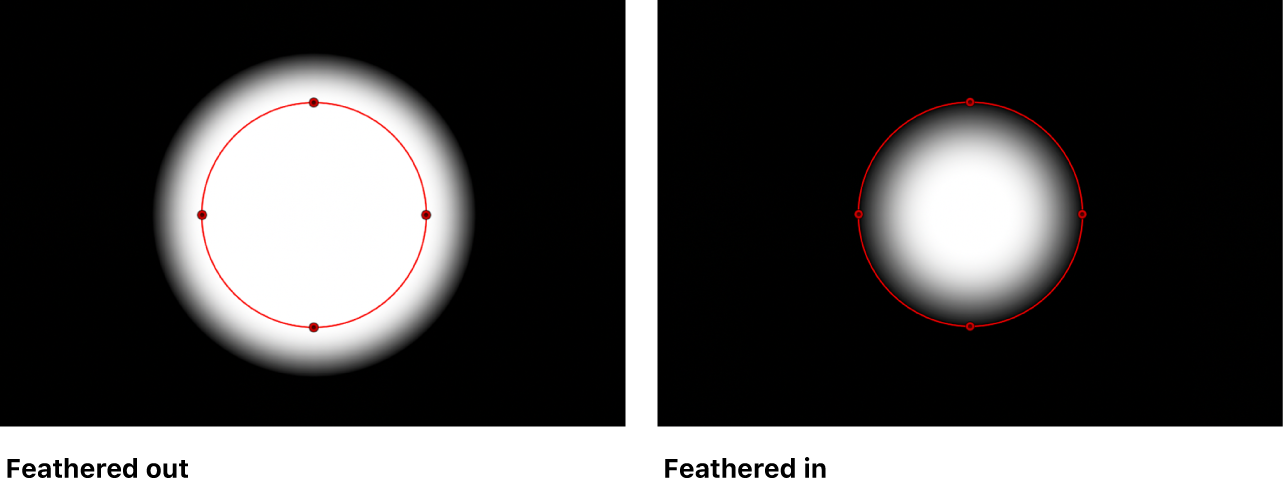 Canvas showing shape being feathered out and being feathered in